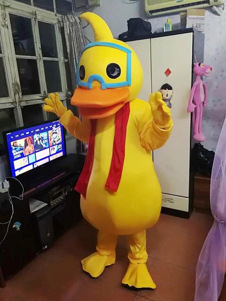 Trajes de alta qualidade óculos amarelos pato mascote fantasia fantasia carnaval frete grátis