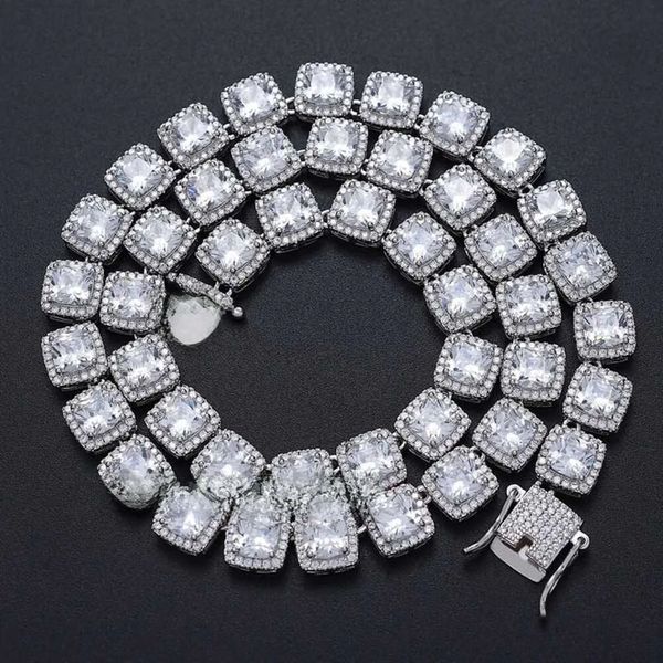 Europäische und amerikanische neue hochwertige Hip Hop Männer Iced Out Diamant 10 mm quadratische CZ Diamanten Halskette Hip Hop Bling Kette Ewigkeit