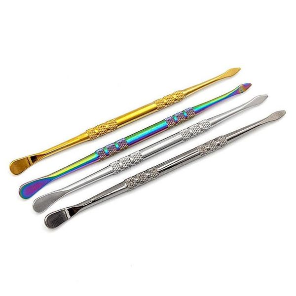 Zubehör SS Wax Dab Tools Rauchen Doppelkopf 120 mm Zigarettenpfeife Bong Tabakpaste Reiniger Zerstäuber Trockenkräuter Dabber Nail Conc Otvfq