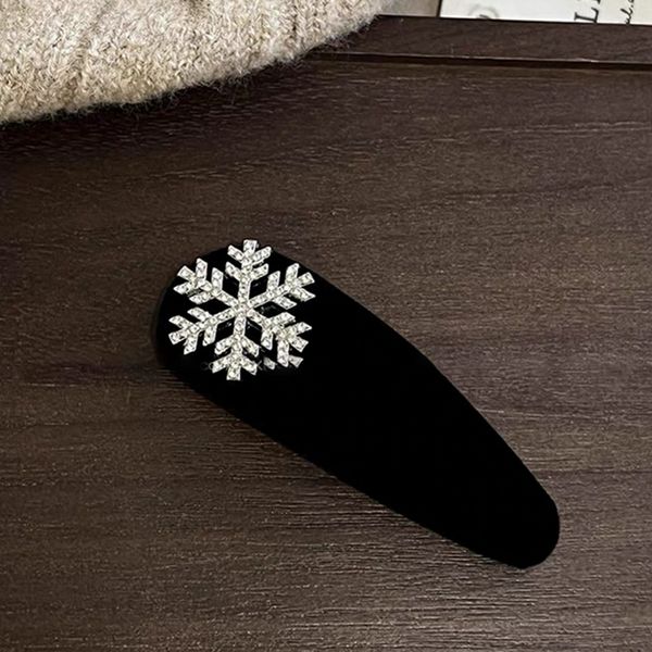 Fermaglio per capelli con fiocco di neve scintillante con strass, mollette con fiocco di neve in velluto, accessori per capelli alla moda