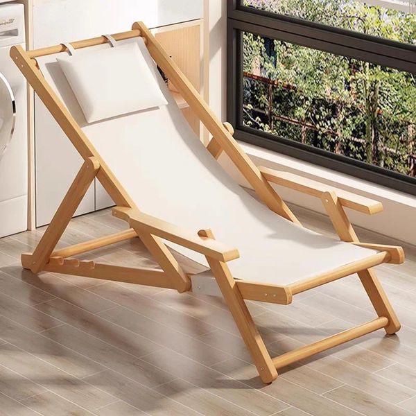 Móveis de acampamento Nordic Sun Espreguiçadeiras Cadeira de Praia Moderna Dobrável Recliner Ergonômico Chão Braço Sillas de Playa Varanda