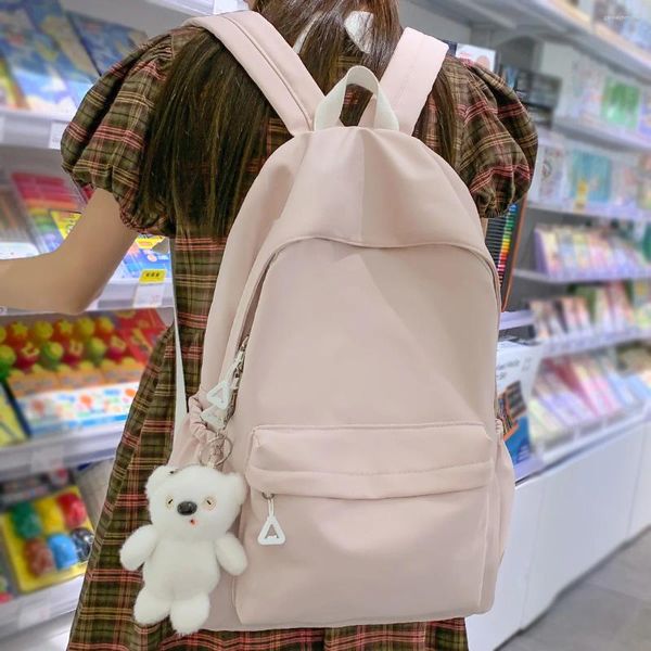 Borse da scuola Donna Kawaii Rosa Borsa da libro per laptop da donna Ragazza alla moda Zaino in nylon carino Moda femminile Viaggio College Cool