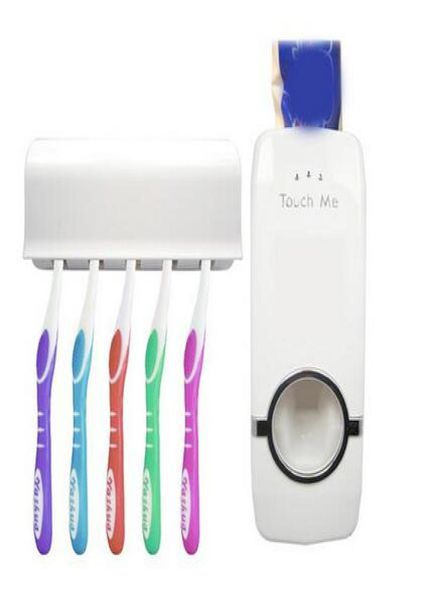 1 комплект, автоматический дозатор зубной пасты, держатель для зубной щетки, 5 держателей для зубных щеток, настенная подставка, инструменты для ванной комнаты, Suporte Tooth5257563