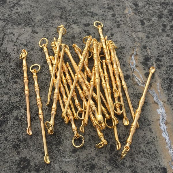 Neueste Gold Rauchen Kräuter Tabak Bohrinseln Creme Schaufel Metalllegierung Dabber Schaufel Stroh Löffel Tragbare Ring Stick Poker Rod Bubbler Wasserpfeife Bong Zigarettenspitze DHL