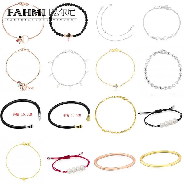 Fahmi Exquis perle bracelet corde noire anneau uni corde rouge double chaîne cercle complet en forme de coeur ouvert bracelet corde noire bracelet