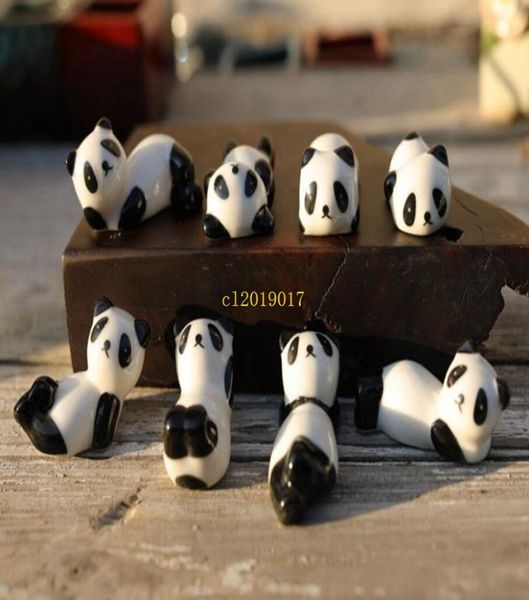 100 peças de cerâmica panda pauzinhos suporte porcelana colher garfo faca resto rack restaurante mesa decor7576425