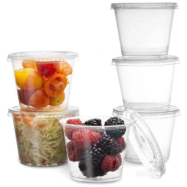 Bicchiere di plastica usa e getta da 100 pezzi con coperchio Contenitore per crostata trasparente con salsa di mousse di yogurt e gelatina 240108