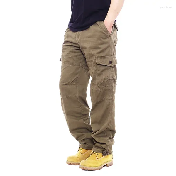 Männer Hosen 2024 Cargo Plus Größe Elastische Taille Baumwolle Hose Männlichen Multi Taschen Arbeit Casual Outdoor-Hose Männer