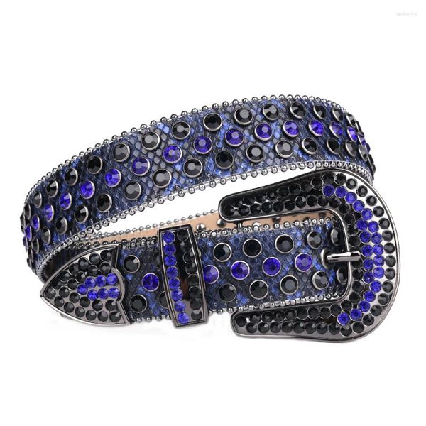 Cinture Cintura di lusso Cintura di diamanti 3,8 cm Strass occidentali Moda Cowgirl Cowboy Borchiato Forniture punk decorative