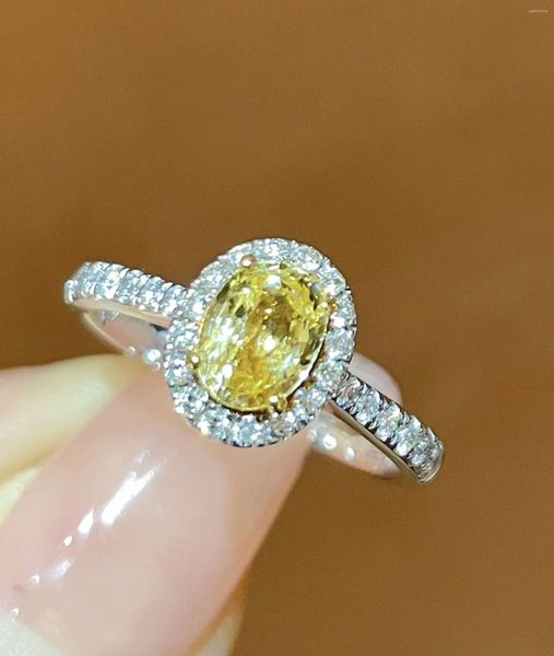 Cluster-Ringe LR natürlicher 1,09 ct ungewärmter gelber Saphir-Edelstein-Diamanten aus reinem 18-karätigem Gold, Schmuck für Frauen, Geburtstagsgeschenke