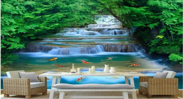 3d carta da parati personalizzata po tessuto non tessuto murale Jungle river falls decorazione pittura immagine 3d murales carta da parati per pareti 38496238