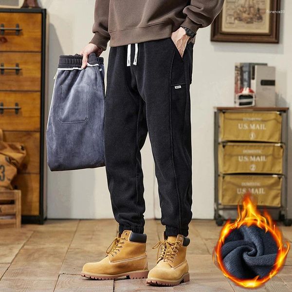 Calças masculinas 2024 inverno homens velo quente veludo carga trabalho grosso baggy streetwear joggers calças masculinas roupas de marca M-5XL