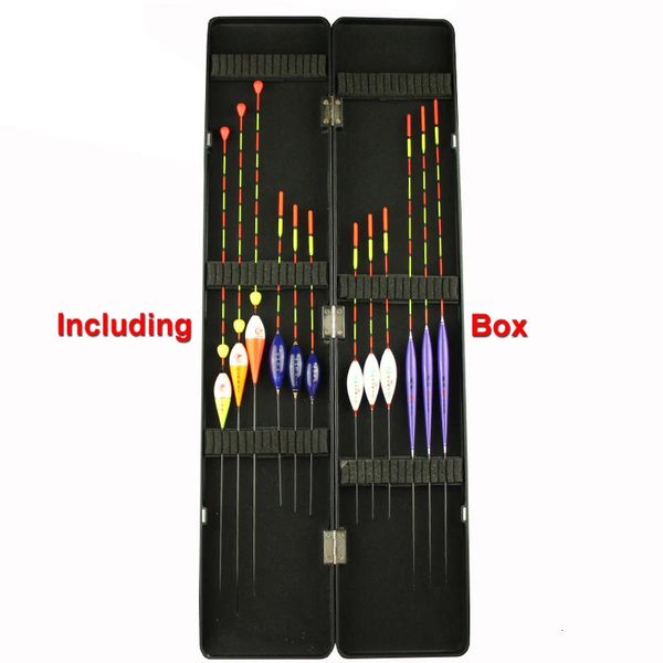 12pcsLot Visdobbers Inclusief Box Set Bobbers Karper Drijfvermogen Mix Size Composiet Nano Plastic Drijvers Met ABS 240108