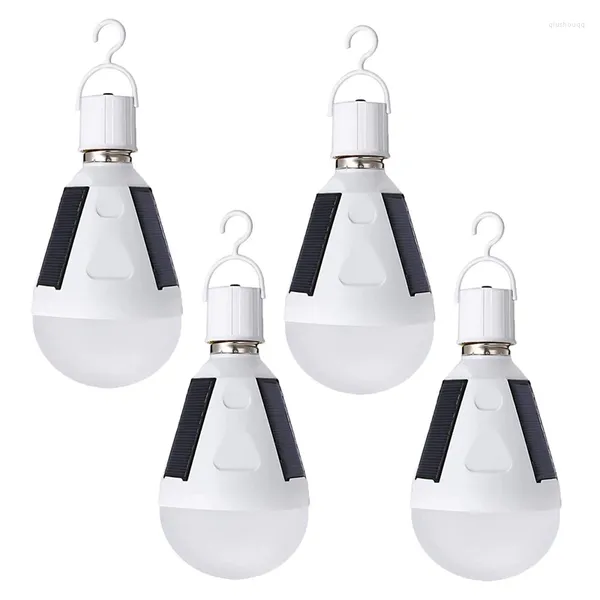 Taşınabilir Fenerler 4 PCS Güneş Led LED ampul 12W Fener Çadır Şarj edilebilir Acil Durum Lambası Açık İç Mekan Kamp Gücü için