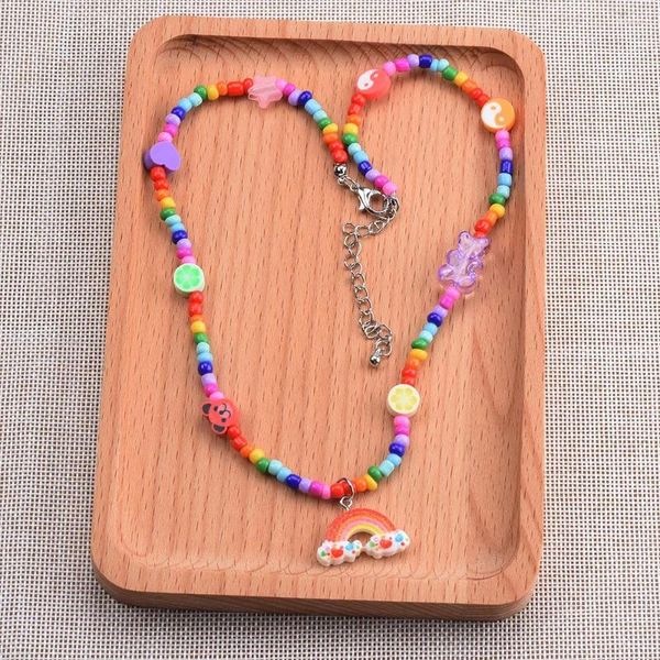 Colares Pingente Bohemian Handmade Colorido Semente Beads Clavícula Colar Para Mulheres Étnica Cerâmica Macia Gargantilha Jóias 2024