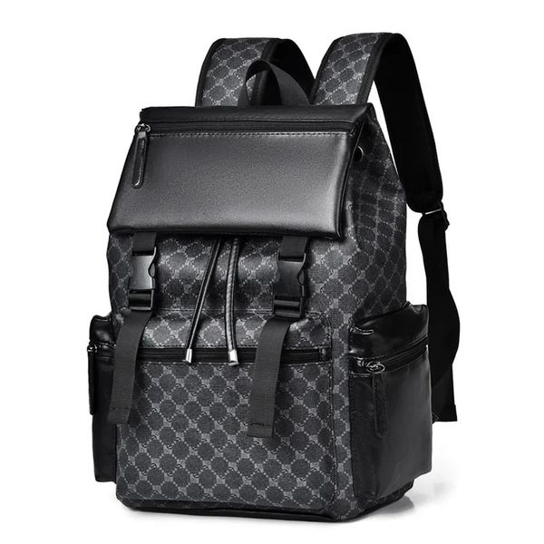 Mochila masculina de negócios de luxo, grande capacidade, couro, viagem, casual, estudante, escola, à prova d'água, bolsa para laptop 240108