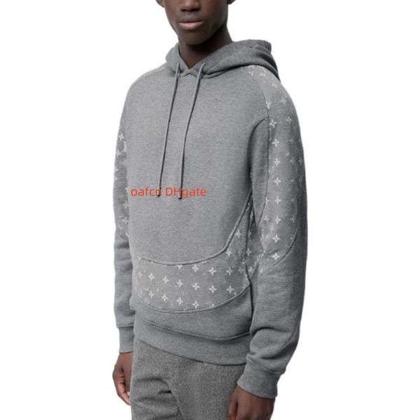 23FW Outono / Inverno Paris Italiano Masculino Desgaste Suéter Carta Presbiopia Painel de Corte Circular com Capuz Suéter High Street Fashion Hoodie