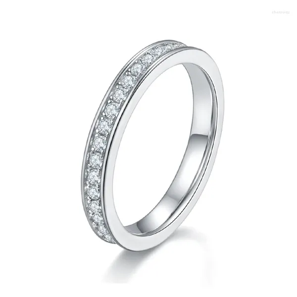 Anelli a grappolo SGARIT Gioielli Moissanite S925 Argento Eternity Band 0,57CT Totale VVS1D Anello di fidanzamento con diamante pieno Matrimonio