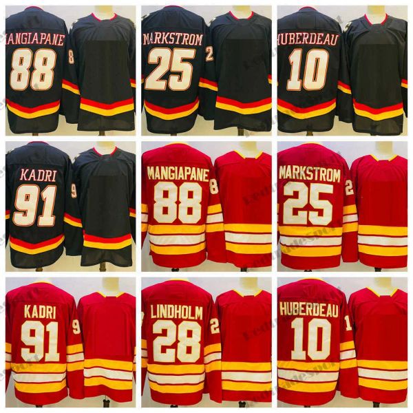 Herren Classic Red 91 Nazem Kadri Hockey-Trikots 10 Jonathan Huberdeau 28 Elias Lindholm 25 Jacob Markstrom 88 Andrew Mangiapane 68 Jagr 78