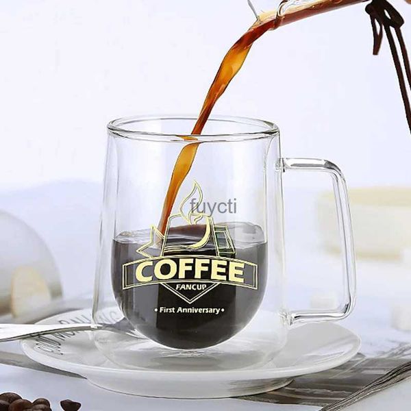 Canecas Novo 200mL / 300mL Caneca de parede dupla Canecas de escritório com isolamento térmico Caneca de café dupla Copo de vidro para bebidas Presentes de leite para amigos YQ240109