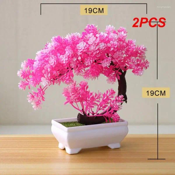 Flores decorativas 2pcs flor artificial bonsai realista plástico resistente a UV fácil cuidado falso para exterior