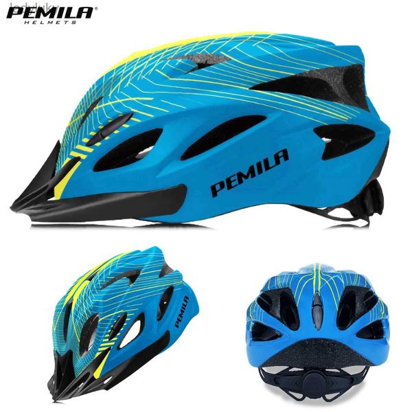 Caschi da ciclismo Stripe Ultralight Road Mountain Bike Casco con visiera parasole Ultralight DH MTB Casco da bicicletta Sport all'aria aperta Equitazione Casco da ciclismoL240109