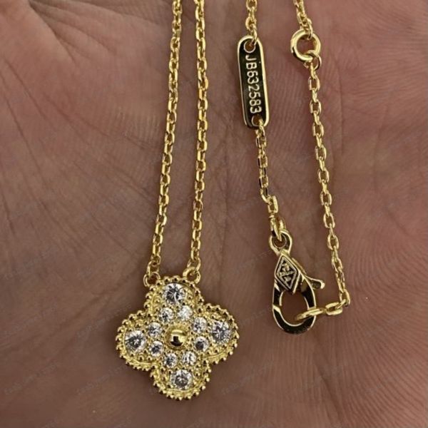 Moda Van Clover Colar Pingente Pérola Mãe Banhado Em Aço Inoxidável 18K Mulheres Menina Dia Dos Namorados Dia Das Mães Noivado Jóias Presente Atacado