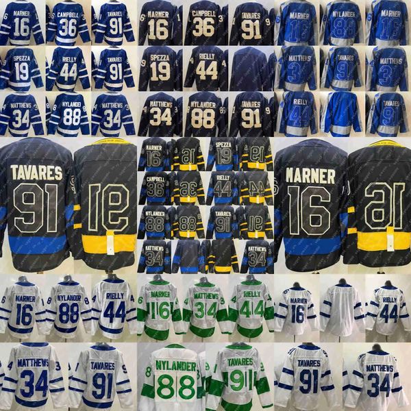 Alternatives wendbares schwarzes Eishockey-Trikot Auston Matthews John Tavares Mitchell Marner William Nylander Morgan Rielly Jack Campbell Jason 92 72