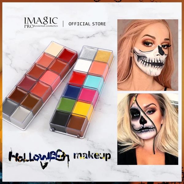 IMAGIC 12 Farben Flash Tattoo Gesicht Körperfarbe Ölgemälde Kunst Halloween Party Kostüm Schönheit Make-up-Tools 240108