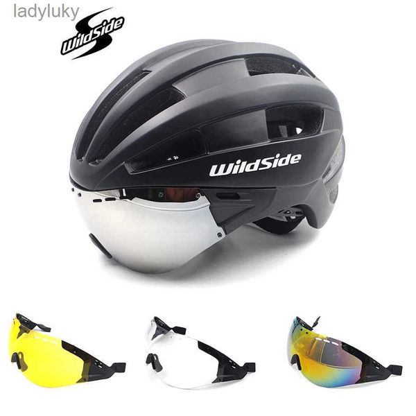 Caschi da ciclismo Casco da bicicletta Wildside Casco da cronometro da corsa con occhiali In-mold EPS Aero Ultralight Road MTB Ciclismo Casco CiclismoL240109