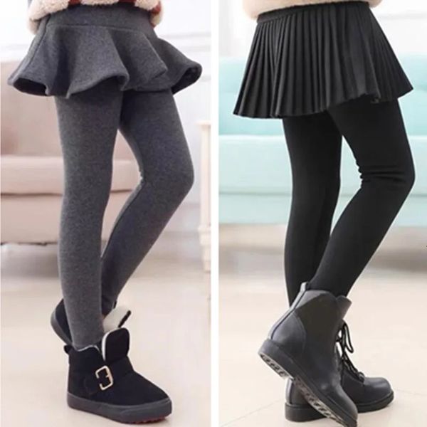 Caldo spesso primavera autunno inverno bambino adolescente scuola ragazze leggings bambini gonna a pieghe pantaloni bambini pantaloni lunghi ragazza Legging 240108