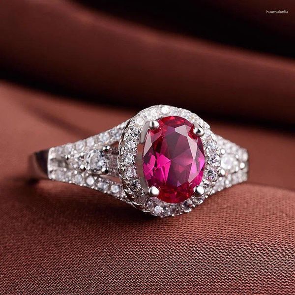 Кольца кластера Корейский овальный розовый красный бриллиант с имитацией турмалина комплект с цирконом открытое кольцо женский живой