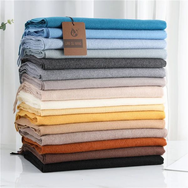 Imitação de lã xales moda feminina pashmina cachecóis oversized manter quente envolve cachecol feminino espessamento caxemira inverno cachecóis 240108