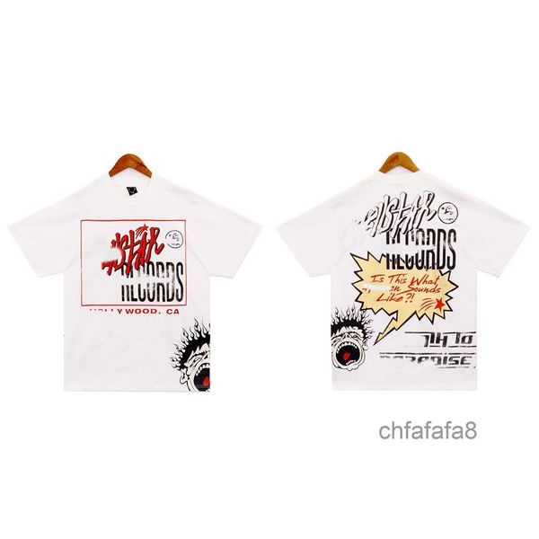 Beyaz Erkek Hellstar Designer T Shirt Çizgi Roman Karikatür Baskı Sokak Trend Hip Hop Gündelik Sweatshirt Icv4