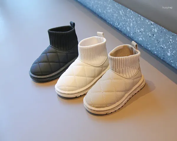 Новейшая зимняя модель 2024 года, хлопковые теплые ботинки для мальчиков с утолщенным ворсом, средние и большие детские зимние ботинки