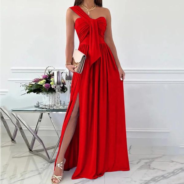 Lässige Kleider Schwangerschaft für Sommer Frauen Lang One Shoulder Elegantes Abendkleid Blumengrün Spaghettiträger