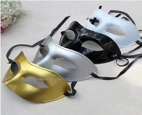 Men039s Ballmaske Fancy Dress Up Party Venezianische Maskerademasken Kunststoff Halbgesicht Schwarz Weiß Gold Silber Farbe5511681