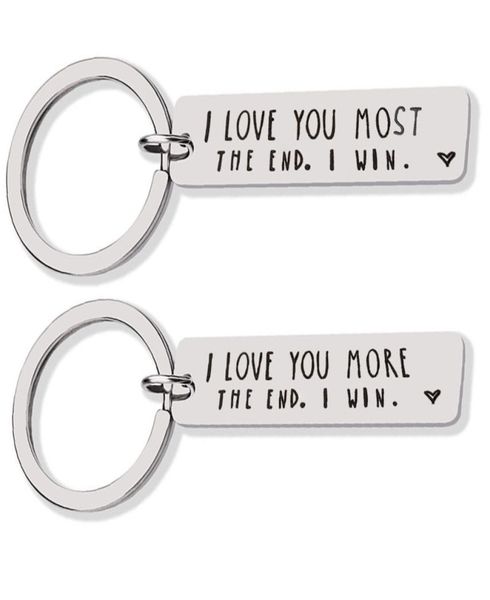 Kreative Schlüsselanhänger aus Edelstahl „I Love You Most More The End I Win“ für Paare, Schlüsselanhänger aus Metall, Party-Geschenk HHA21798151434