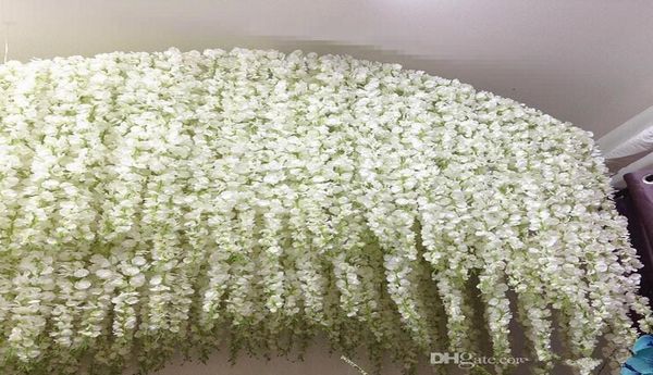 Idéias para casamento de glicínias Flor de seda artificial elegante Decorações de casamento de videira de glicínias 3 garfos por peça mais quantidade mais lindo5537184