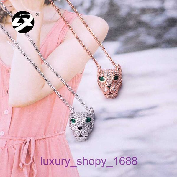 2024 Designer Auto Tyres Aning Aning Cake Necklace Sterling Simple Personality Fashion Asian Gold Green Eyed Leopard Testa con scatola originale