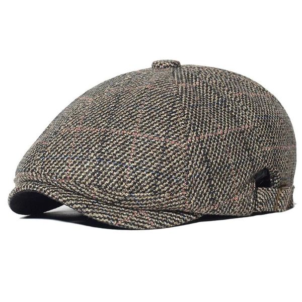 Caps Winter Warm Plaid Newsboy Caps Casual Outdoor Gatsby Retro Baskenmütze Hüte Fahrer Achteckige Hut Mode Feste Flache Kappen