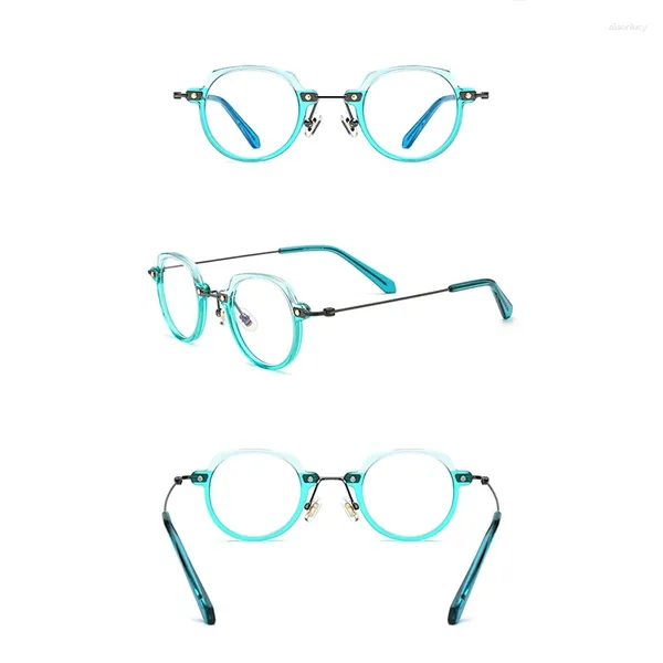 Montature per occhiali da sole Belight Acetato ottico con prescrizione in titanio Occhiali da vista vintage retrò di forma ovale per uomo e donna Occhiali da vista