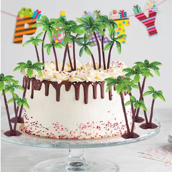 Forniture festive 5/10 pezzi Topper per torta con albero di cocco tropicale Decorazione per matrimoni per feste di compleanno alle Hawaii