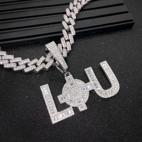 Hip Hop Custom Luxusschmuck 925 Silber 18K vergoldet Iced Out Baguette Cut Vvs Moissanit Buchstaben Anhänger