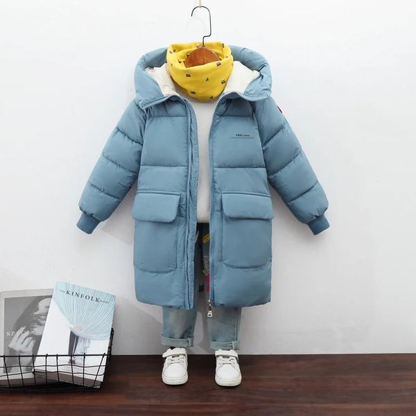 Erkek Giysileri Kız Giyim Kış Paltoları Çocuk Ceketler Bebek Kalın Uzun Parka Çocuklar Sıcak Dış Giyim Kapşonlu Snowsuit Palto 240108