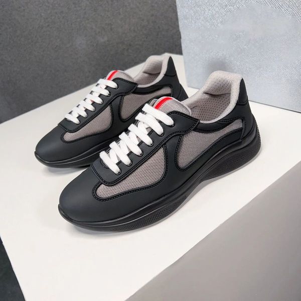 Lüks Amerika Kupası Erkekler Sıradan Ayakkabı Platform Spor Sneaker Yumuşak Kauçuk ve Bisiklet Kumaş Spor ayakkabıları Yaz örgü ve derileri Düşük Top Açık Eğitimler Kırmızı Siyah Beyaz Blue B22