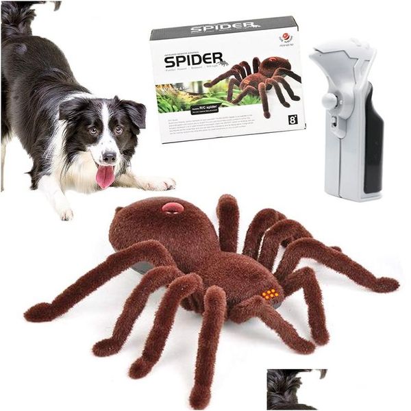 Brinquedos para cães mastiga brinquedo de halloween inteligente aranha simulada com controle remoto para cães grandes médios pequenos presente de aniversário interativo gota deliv ot0u5