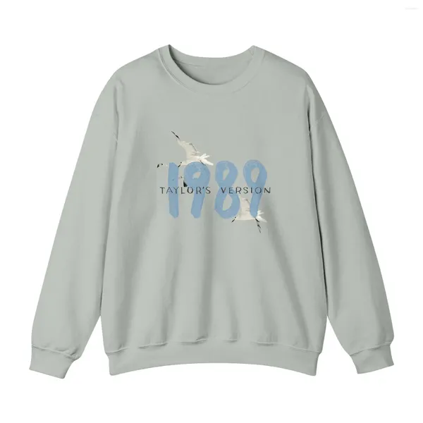 Hoodies femininos outono inverno vintage moda música t camisa 1989 carta impressão moletom oversized manga longa gráfico topo