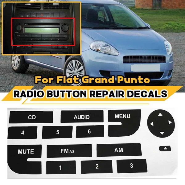 Adesivos de carro 10 conjuntos para fiat grand punto rádio estéreo desgastado peeling botão reparação decalques adesivos acessórios substituição