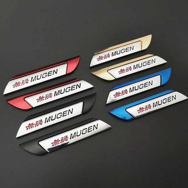 2 pezzi 3D metallo parafango auto distintivo laterale per Honda Mugen adesivo Civic Fit Accord FK8 CRV 3 emblema Mugen decalcomania accessori